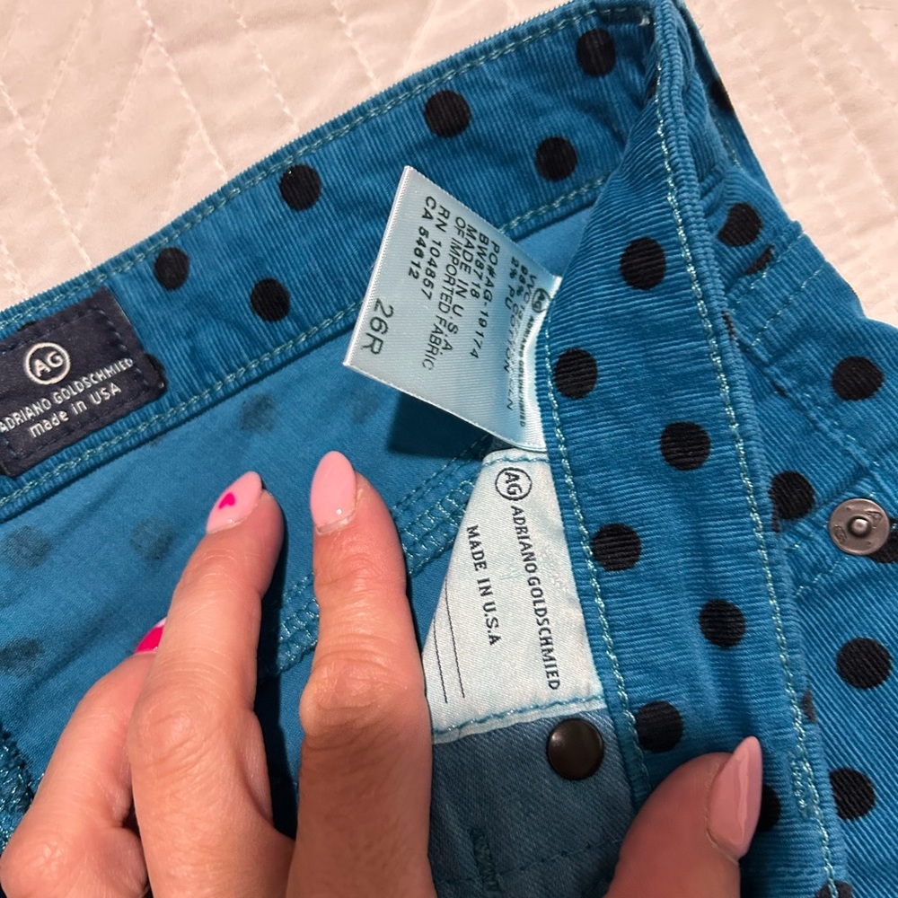 AG Brand Stevie Ankle slim/straight leg polka dot cords 26R. - Picture 4 of 5